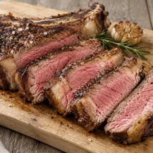 Côte de bœuf cuite et tranchée — suggestion de présentation du colis Fast-Good 10 kg